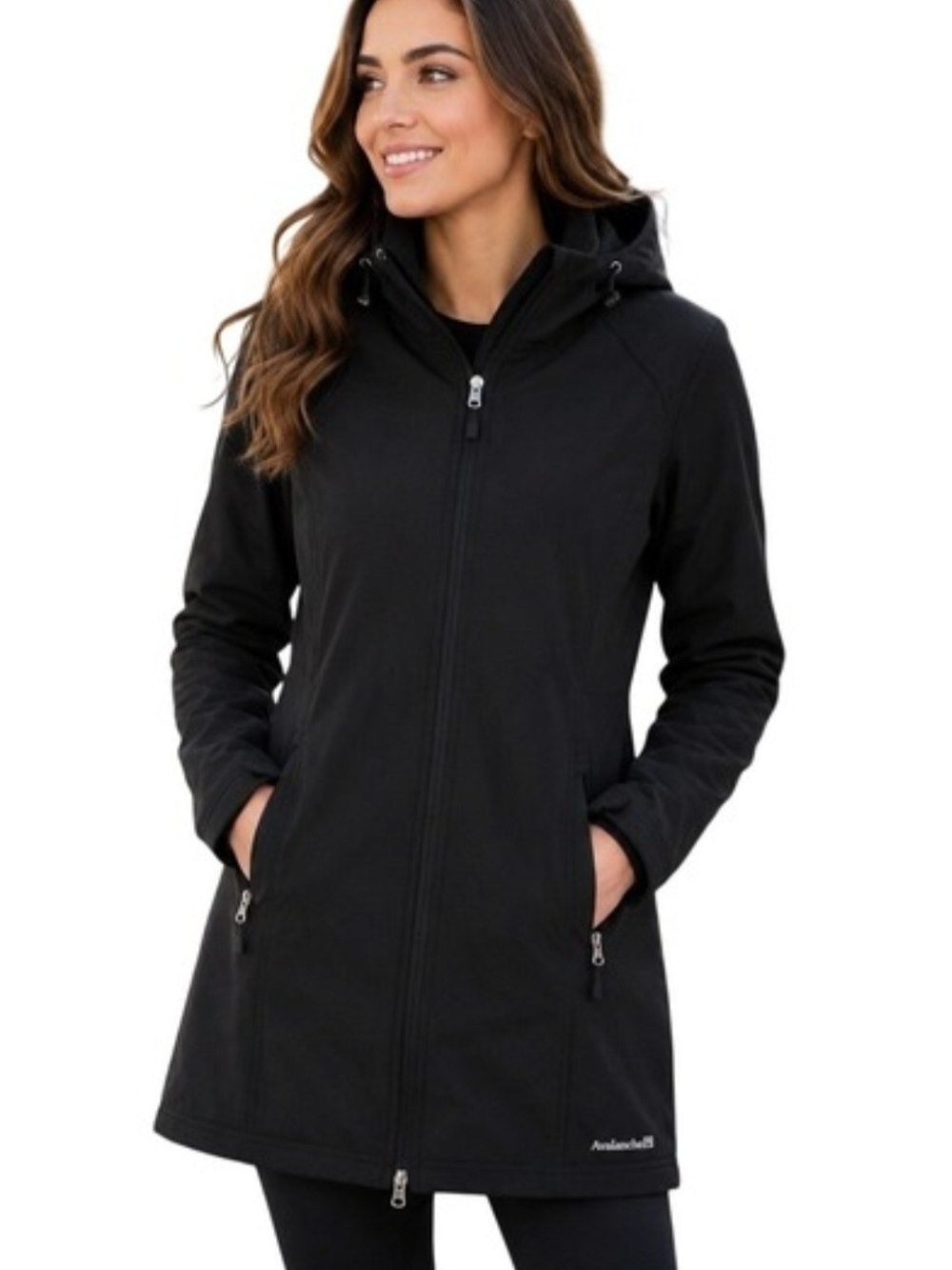 Avalanche Black Midweight Soft Shell Fleeced Lined Hooded Jacket Size Medium
